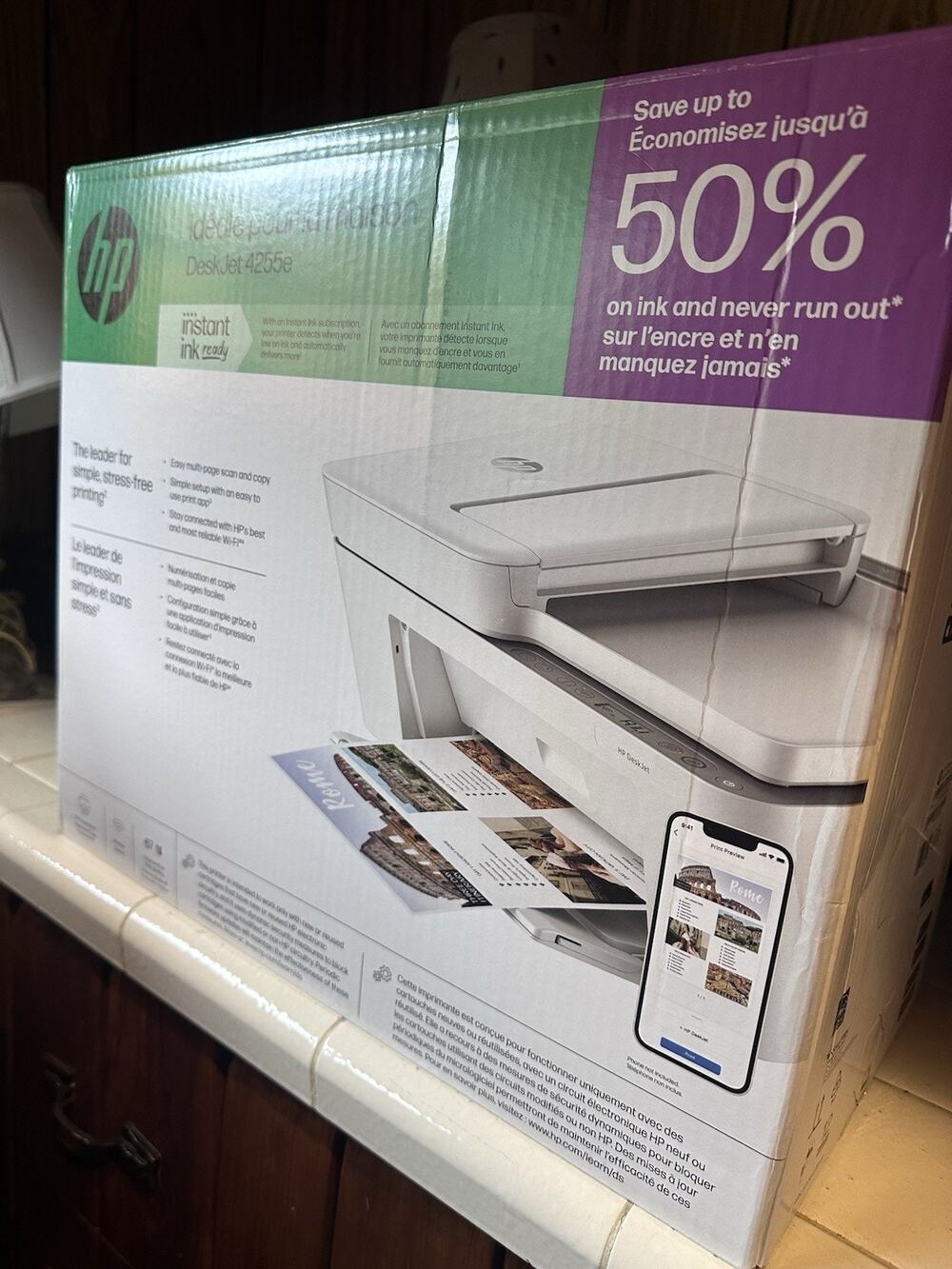 HP DeskJet 4255e All-In-One Wireless Color Inkjet Printer Scanner Copier White